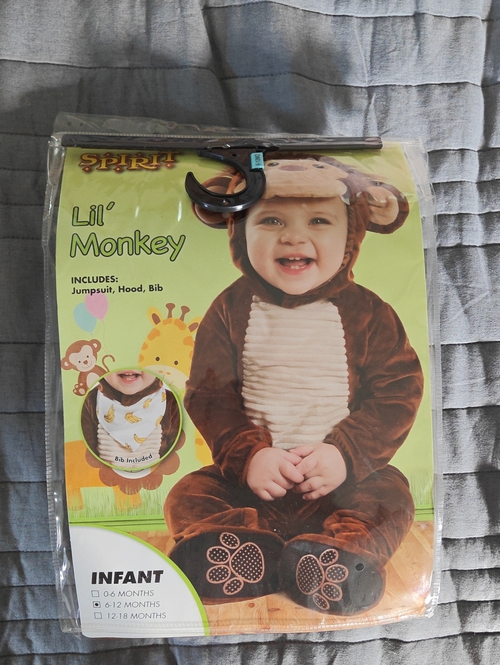 Spirit Halloween Infant Monkey Costume Size 6-12 Months